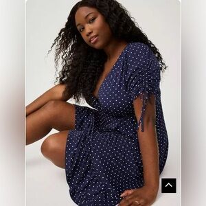 Torrid Navy Polka Dot wrap dress.  NWT! Size 00